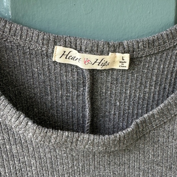 π€ Gray Ribbed Midi Tank Dress | Side Slits | Size L - Picture 3 of 3